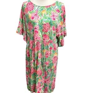 Lilly Pulitzer Tiltson‎ Swing Floral Ruffle Sleeve Dress Size Large TROPICAL